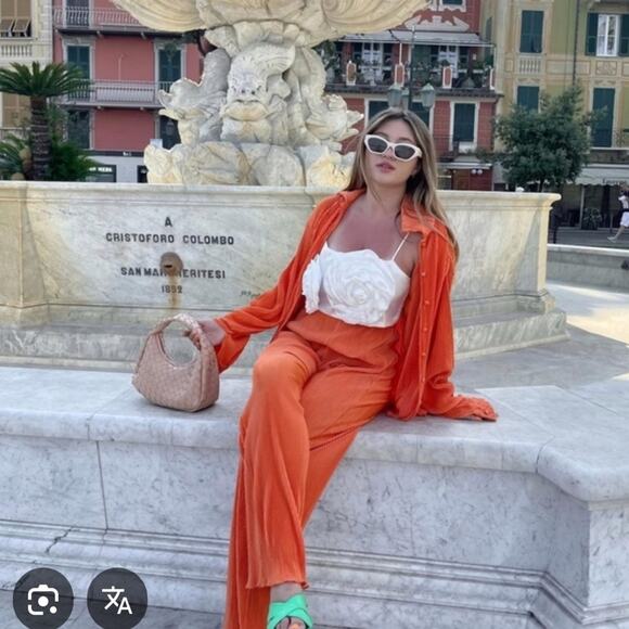 Zara Women's Orange Crochet Pants Size Large NWT - Picture 8 of 14